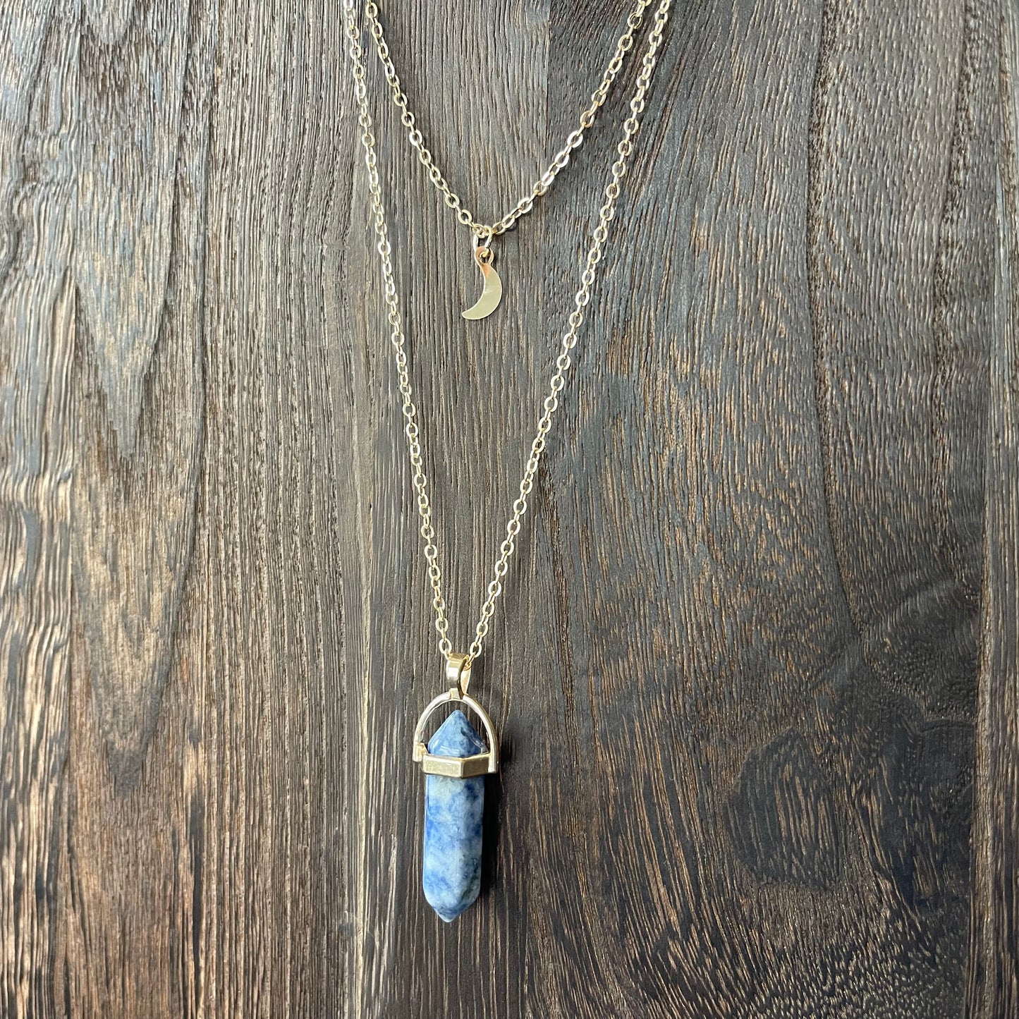 Stacked Point & Moon Necklace