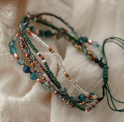 Adjustable Boho Beaded Bracelet